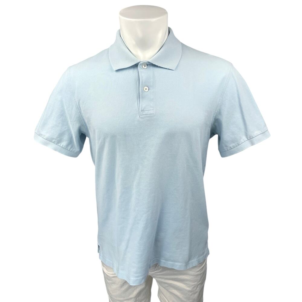 J.Crew Men's Blue Cotton Short Sleeve Button Collared Golf Polo Shirt Top Size M
